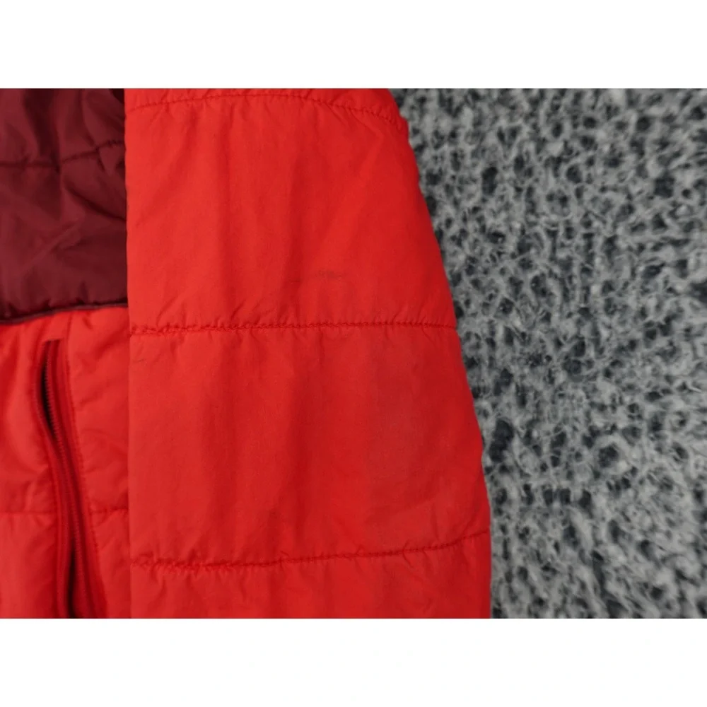 The North Face Reversible Puffer Jacket Mens S Youth XL Red Burgundy Good Quilt